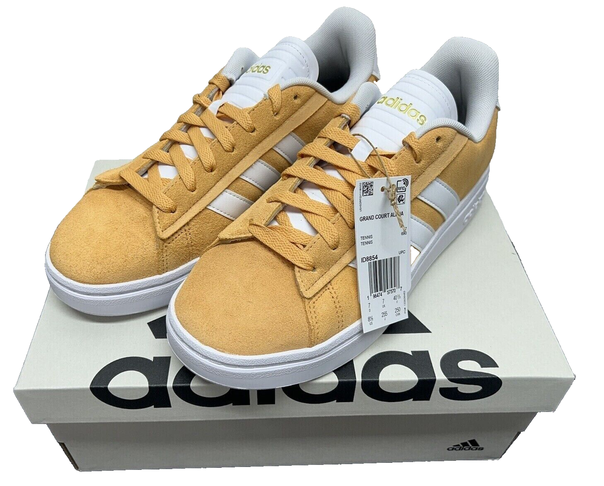 Adidas Womens Grand Court Alpha Hazy Orange Suede Leather Shoes