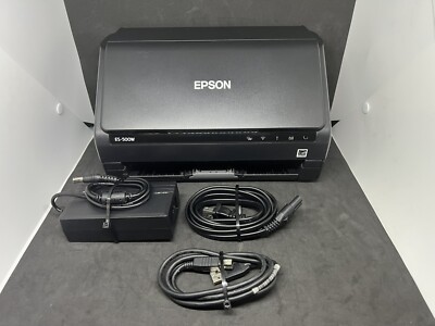 Epson ES-500W Wireless Duplex Document Scanner w/ AC Adapter USB Fully Tested