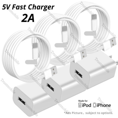 Fast Charger Adapter Block USB Charging Cable For iPhone 6 7 8 XR XS X 11 12 Lot