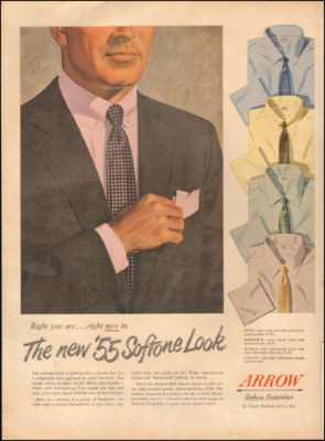 1954 Vintage ad for Arrow Shirts`retro fashion men's clothing ties