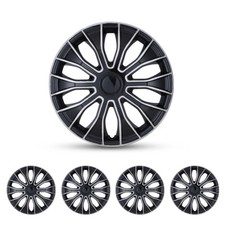 Set Of 4 15 Universal Black Silver Snap-on Hubcaps Wheel Covers Car Truck