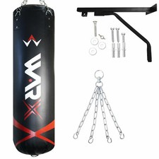 WARX 4ft Filled Heavy Punch Bag + Chain + Bracket Punchbag kick boxing set MMA.