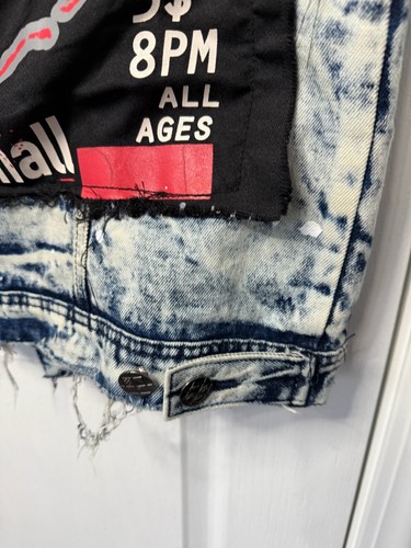 Imperious Vest Rolling Stones Mens Large Blue Denim Distressed Rock N Roll Y2K - Picture 12 of 13
