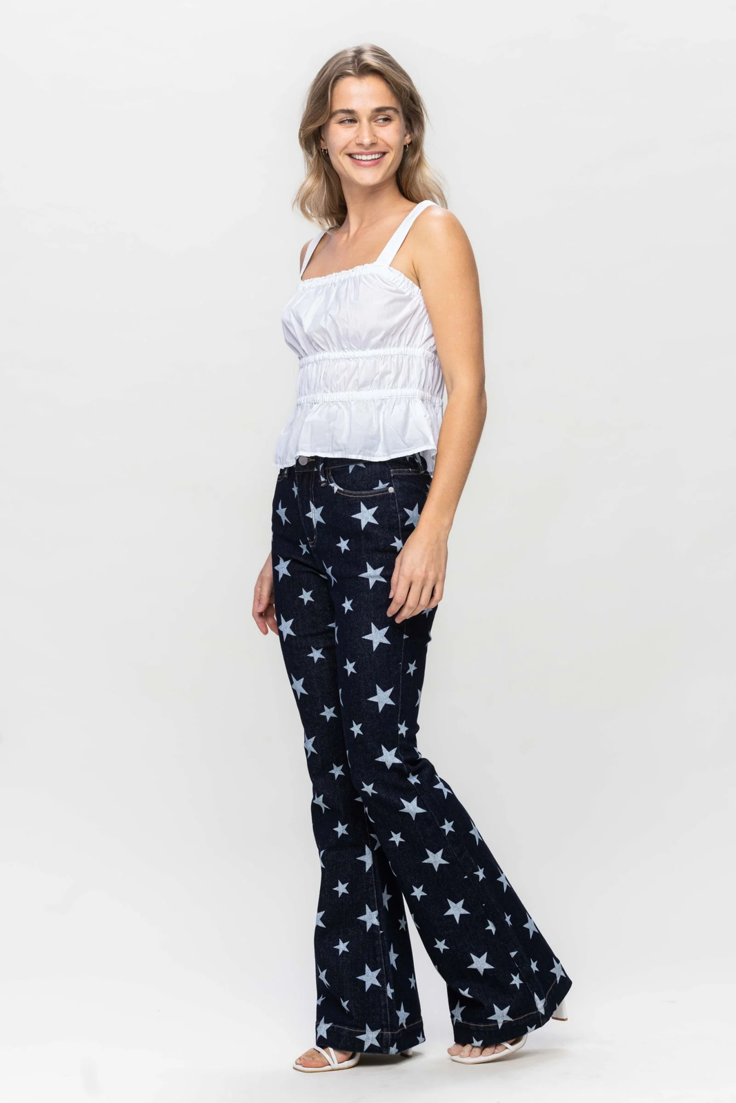 Judy Blue High Waist All Over Star Print Rinse Wash Flare Denim 88662 ...