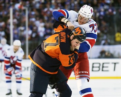 Matt Rempe vs Matt Martin 2024 Stadium Series New York Rangers 8x10 NHL Photo