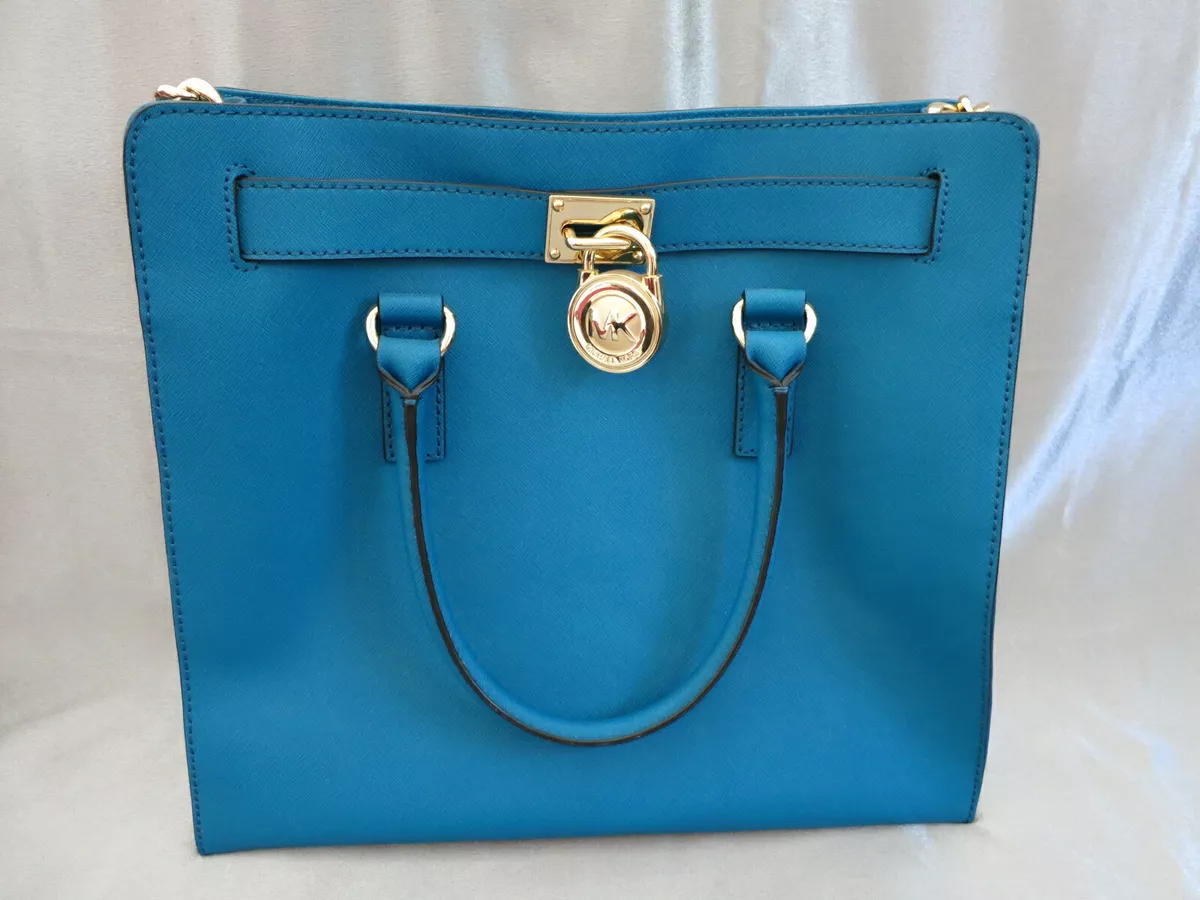 Used michael michael kors BLUE SAFFIANO LEATHER TOP ZIP TOTE HANDBAGS  HANDBAGS / LARGE - LEATHER