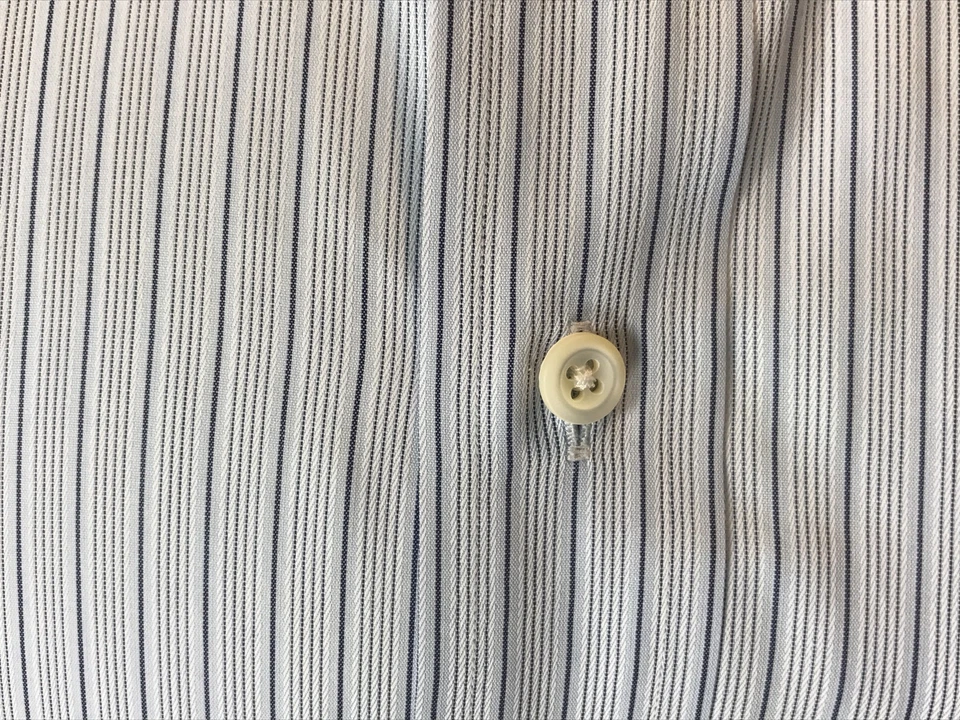 Camisa L/S Para Hombre IKE Behar New York 16 Grande Algodón Azul Sobre Azul Rayas Foto 3 de 4