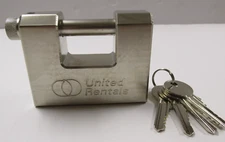 Branded Trailer Container Block Lock Security Straight Shackle Padlock w/4 Keys