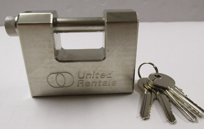 Branded Trailer Container Block Lock Security Straight Shackle Padlock w/4 Keys