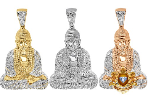 Echter echter natürlicher Diamant Gautama Buddha Meditation Anhänger Charm groß 2,65 Zoll - Bild 2 von 18