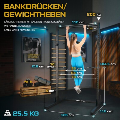 Power Tower Dip Station Faltbar - Klimmzugstange 200kg Freistehend Höhenverstellbar
