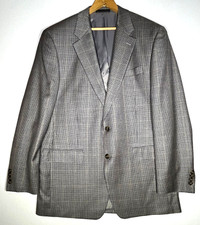 Chaps Ralph Lauren Mens Sport Coat Blazer 42 L Silk Wool Blend Window Pane Check