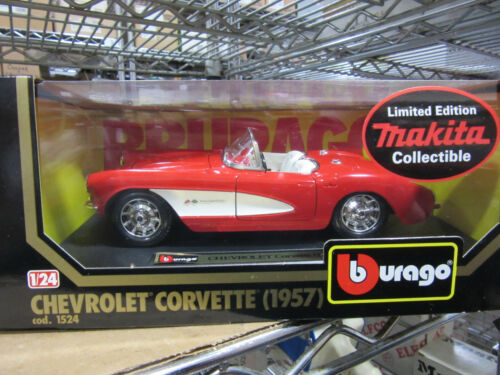 Chevolet Corvette Burago 1524 Metallo pressofuso 1957 scala 1/24 NUOVO!!! in scatola - Foto 1 di 6