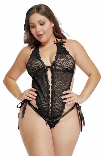 Womens Sexy One Piece Lingerie Teddy Babydoll Lace Bodysuit Sleepwear Plus Size - Picture 10 of 16