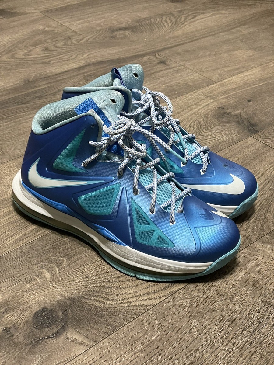Nike Lebron X (GS) Blue Diamond Basketball Sneakers Youth Size 7Y
