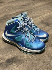 Nike Lebron X GS Blue Diamond Basketball Sneakers Youth Size 7Y