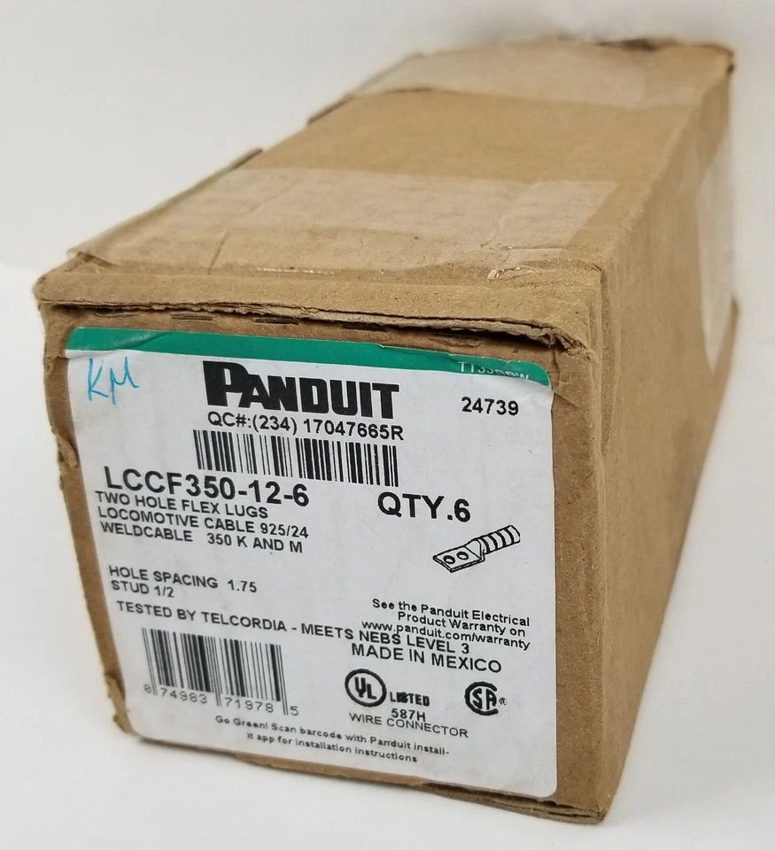 6 Panduit LCCF350-12-6 Two Hole Flex Lugs Blue Compression Connectors Copper NEW - Image 2 of 3