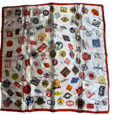 Vintage Railroad Logo Train Stations Scarf 1950s - 1960s Made In Japan Acetate