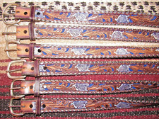 Vintage Western Tony Lama Whipstitch Tooled/Inlay Leather Belts 6 pc Size 26 NEW
