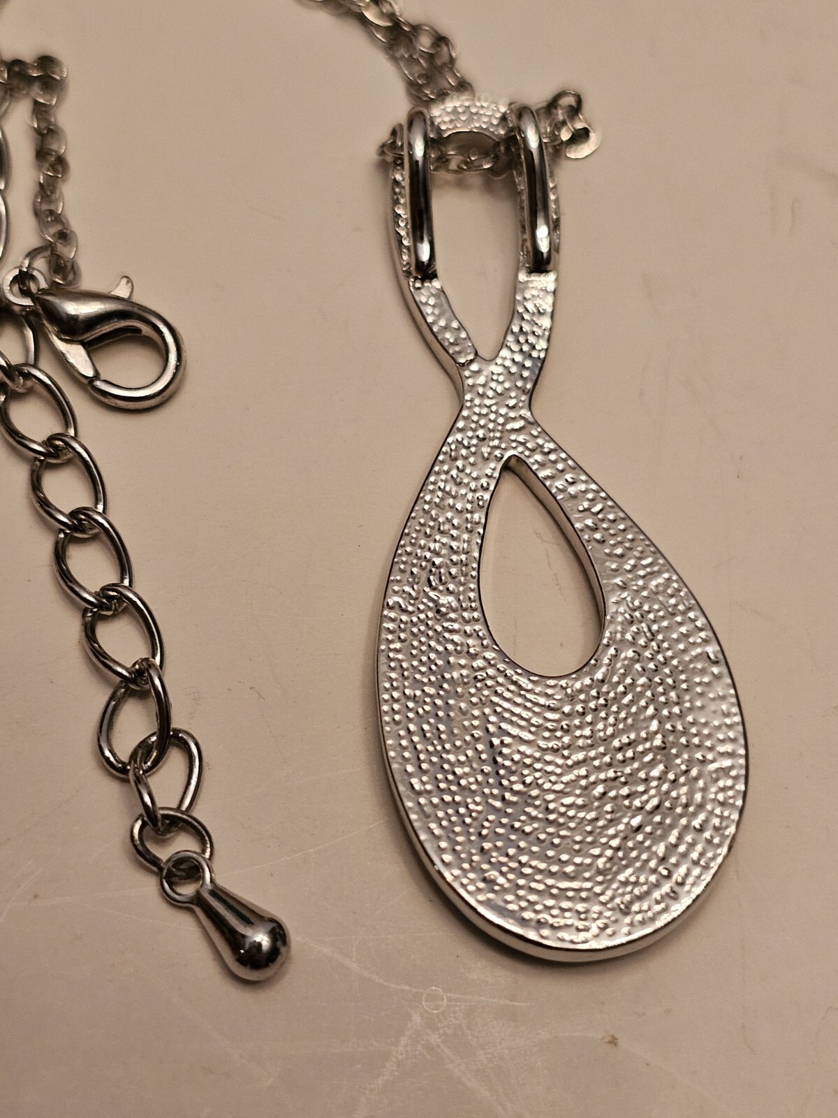 Abalone Infinity Pendant Silvertone Necklace N 2 - image 3