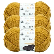 (3 Pack) Lion Brand Yarn 617-158I Two of Wands: Hue + Me Bulky Yarn, Mustard