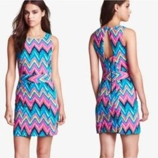 Lilly Pulitzer Womens Multicolor Kirkland Hearts A Flutter Chevron Dress 10