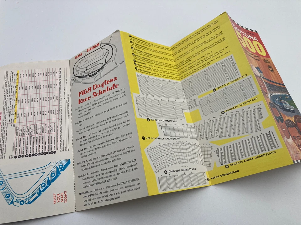 Daytona 500 25 de febrero 1968 calendario de eventos y pedido folleto vintage en blanco Foto 4 de 4