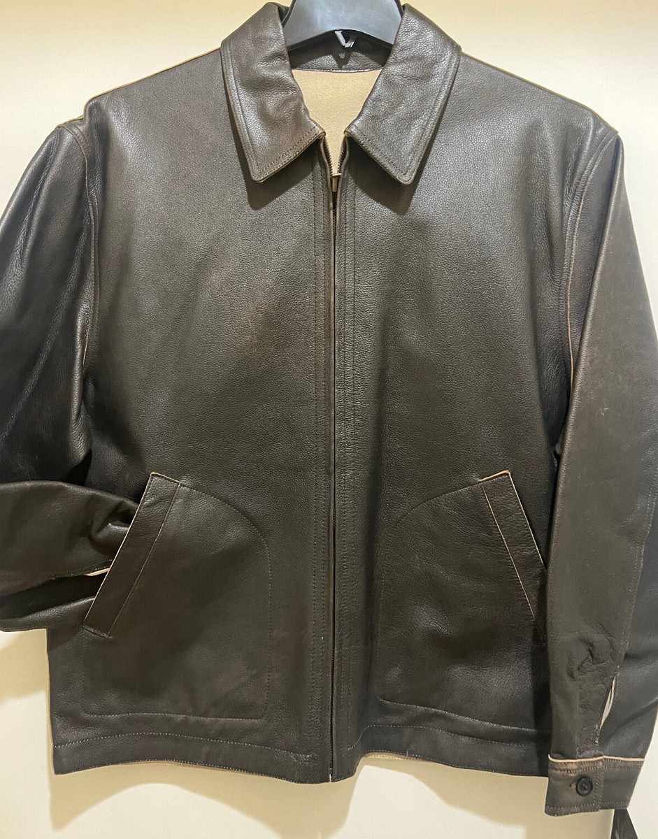 Distressed Retro Brown Reversible Men's Leather Jacket By Whet Blu