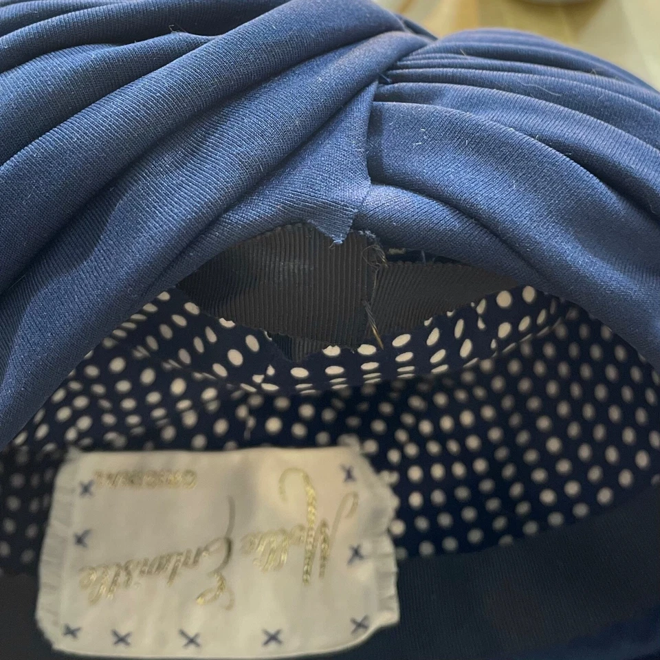 Vintage 50’s ART DECO TURBAN HAT Mid Century Hollywood Designer Chapeaux Pillbox - Image 4 of 4