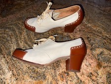 Women's Vintage LifeStride Shoes 1940  s Size 5 B Med Brown/Cream Suede/Leather