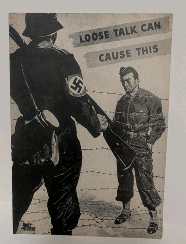 Original WWII Espionage Postcard Loose Talk Can Cause This POW Imprisoned 