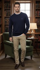 Polo Ralph Lauren Washable Merino Wool Crewneck Sweater Navy Size Large