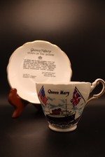 Queen Mary Cup & Saucer Set Long Beach California CA Souvenir Regency England