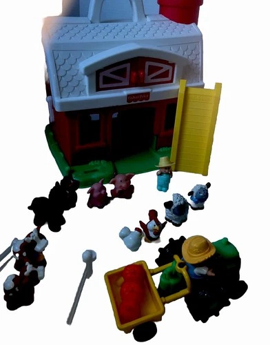 Vintage Fisher Price Little People Farm Set Barn Animals Tractor & Farmer Lot