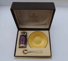 David Andersen Enamel STERLING Silver 925 Norway Salt Cellar, OWL Shaker & Spoon