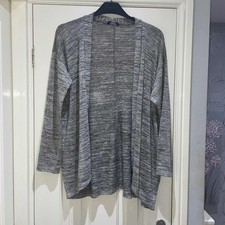 George Silver Glitter Sparkle Fine Knit Mid Length Stretch Open Cardigan Size 14