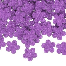 100 Pcs Glitter Foam Stickers Flower Shapes Craft Foam Stickers, Purple