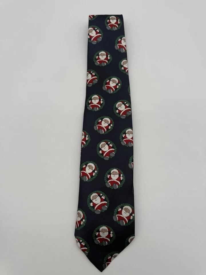 Corbata de Navidad Surrey Papá Noel Azul Marino Vacaciones Novedad 95% Poli 5% Seda EE. UU. Foto 2 de 4