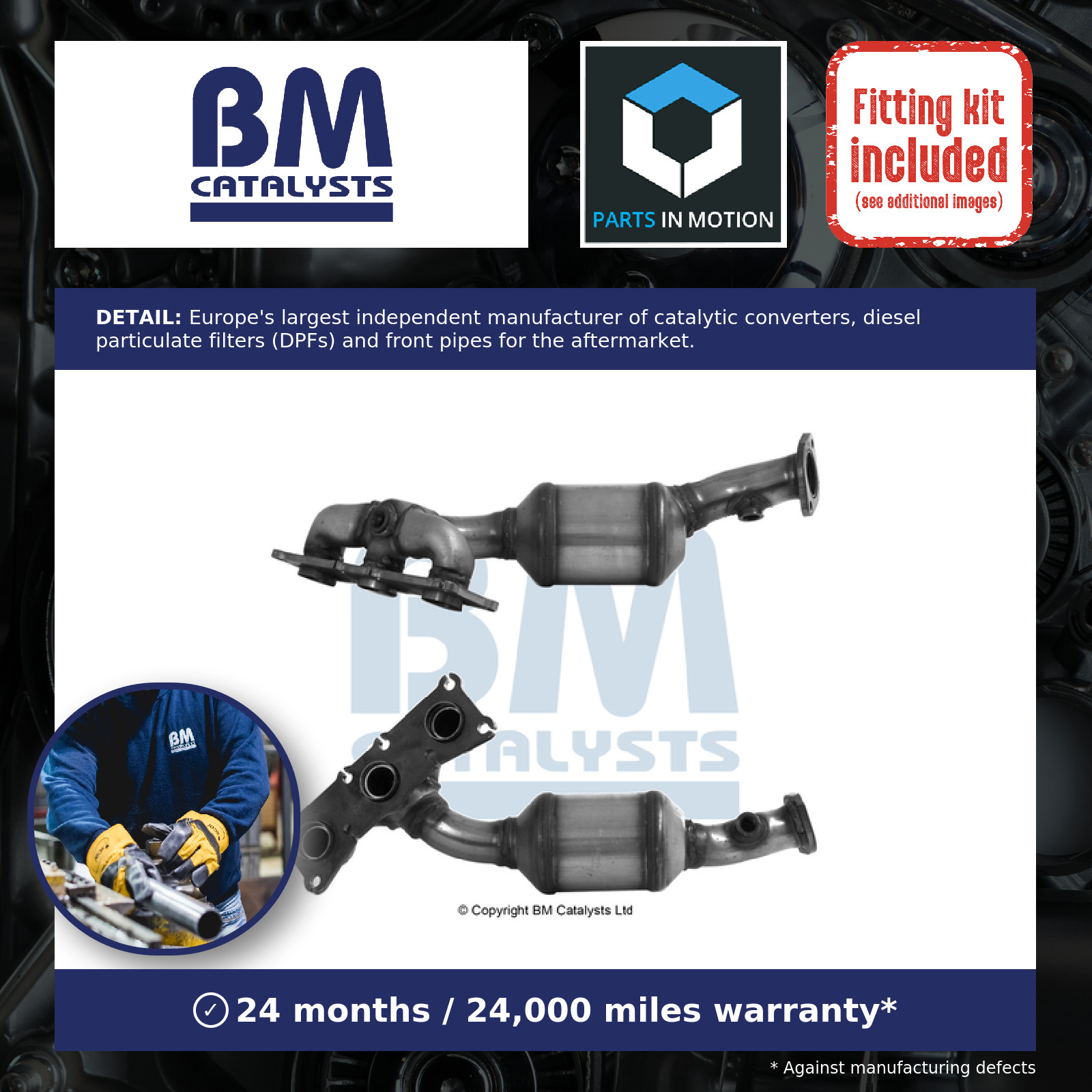 Catalytic Converter Type Approved + Fitting Kit BM91350HK BM Catalysts Quality