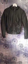 Muu :baa Ladies 100% Leather Jacket Black hooded Size Uk 8
