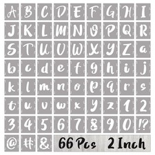 2 Inch Letter Stencils and Numbers, 66 Pcs Reusable Plastic Alphabet Symbol I