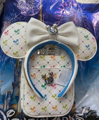 2026 WDW Disney Vacation Club DVC White Color Pop Mickey Ears And Crossbody