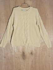 St. John s Bay Women s Sweater L Beige Cream Cable Knit Pullover Long Sleeve