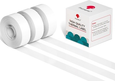 Phomemo 3 Rollen D30 selbstklebendes weißes Endlos-Thermo-Etikettenpapier 1/2 in