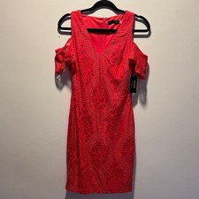 Guess Red Lace Cold Shoulder Mini Dress