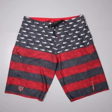 Pelagic Board Shorts Mens 34 Sharkskin Striped Fishing Swim Trunks 12" Inseam