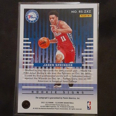 2021-22 Panini Illusions - Rookie Signs Jaden Springer #RS-ZXZ (AU