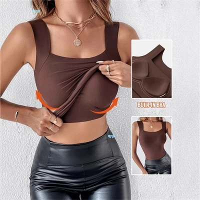 Tank Tops Camisole with Built in Padded Bra Vest Cami Shaper Shelf Bra Women Top - image 1 of 4