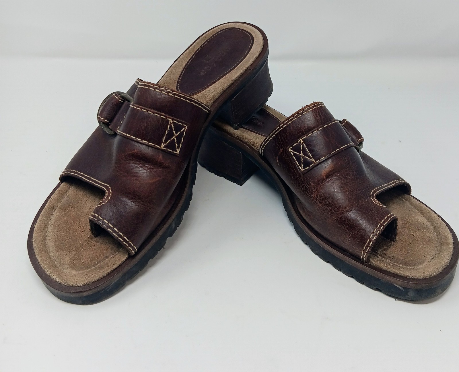 Sandali da donna vintage Merrell Pesaro slide pelle marrone taglia USA 9