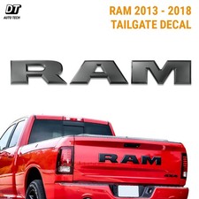 For 2013-2018 Ram 1500 Tailgate Letter Abs Inserts Matte Black Decal Stickers